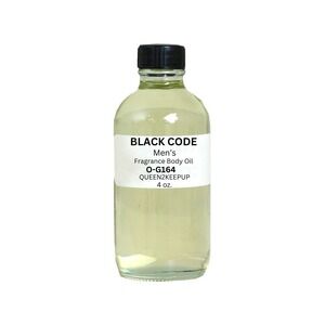 Black Code Men's Fragrance Body Oil Bergamot Olive Flower and Tonka Bean 4 oz